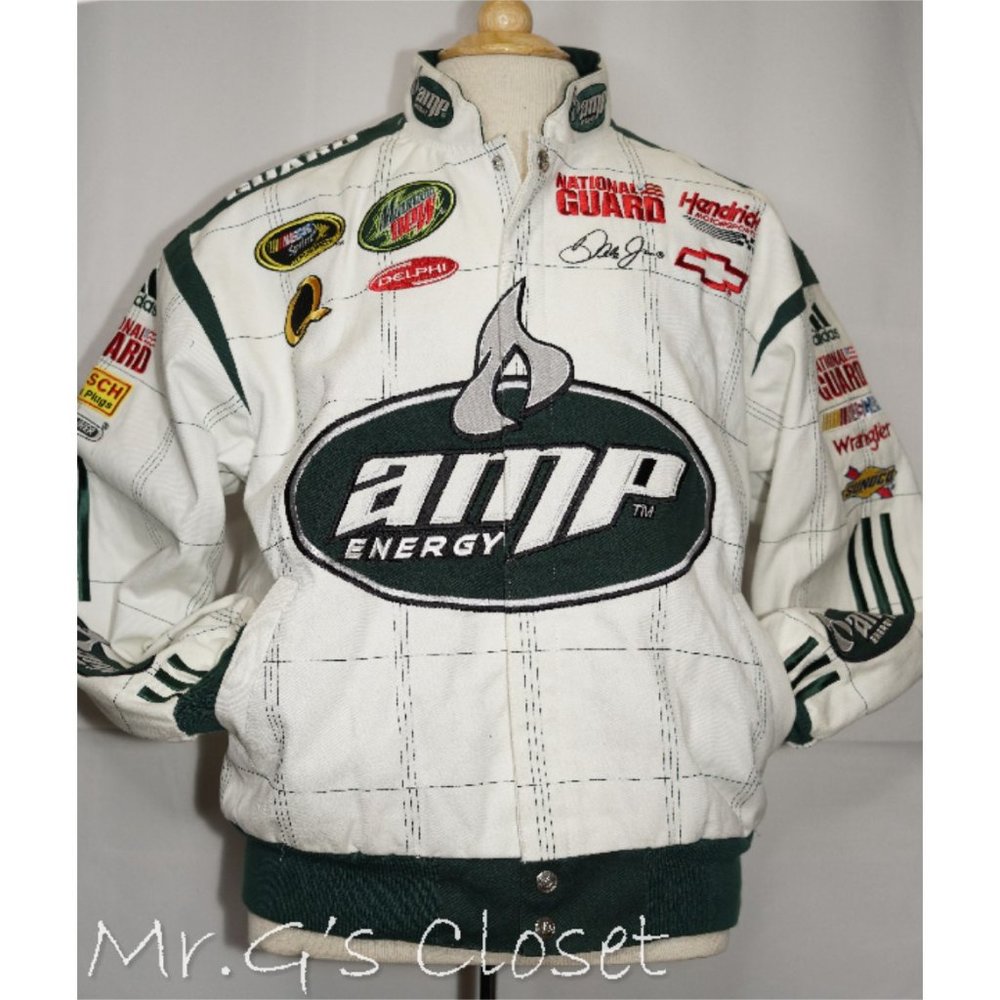 White Dale Earnhardt Jr Amp Energy NasCar Jacket